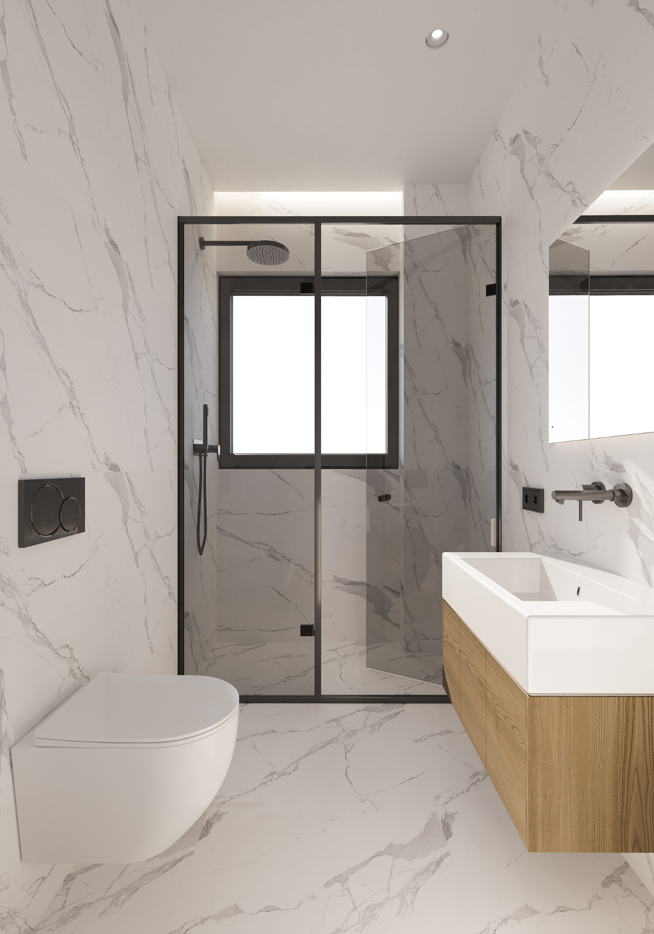 Marble bathroom with walk-in shower in Aurelia