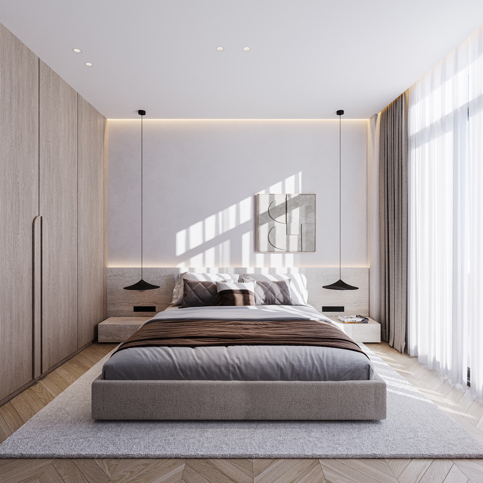Second bedroom of Thea with fitted oak wardrobes